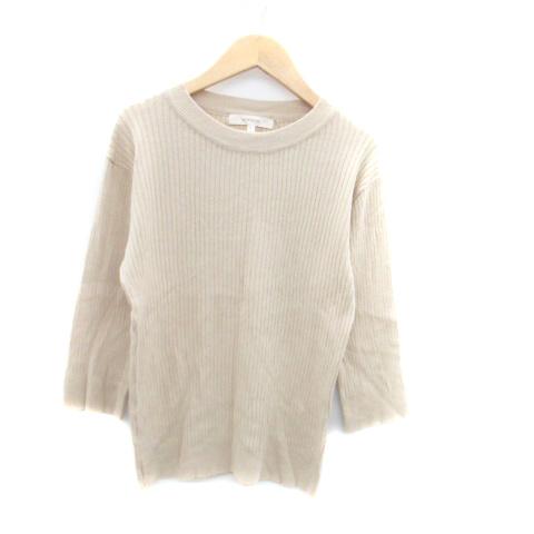 未使用品 ピンクアドベ pink adobe ニット カットソー リブ クルーネック 七分袖 無地 ...