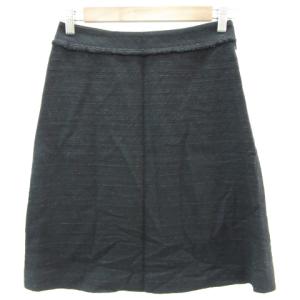 ユナイテッドアローズ UNITED ARROWS フレアスカート ひざ丈 麻 リネン混 38 M ブラック 黒 /YM12 レディース