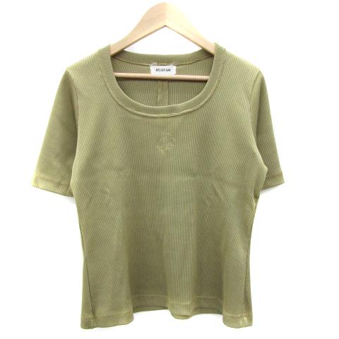 アトリエサブ ATELIER SAB カットソー 半袖 ラウンドネック カーキ /YM50 レディー...