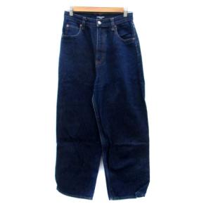 グローバルワーク GLOBAL WORK デニムパンツ ジーンズ ワイドテーパードパンツ アンクル丈 ハイウエスト M 紺 ネイビー レディース