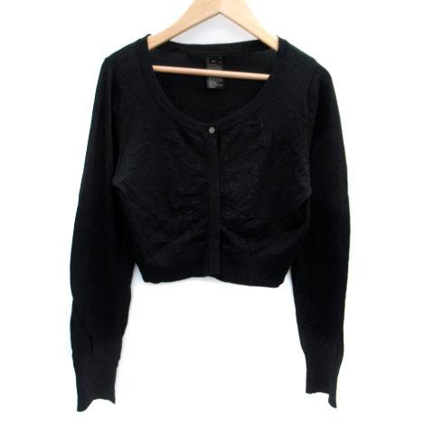 ソブ sov. ダブスタ カーディガン ショート丈 ラウンドネック レース 黒 ブラック /SM36...