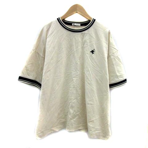 ジャバ java カットソー 半袖 ラウンドネック ワンポイント刺繍 オーバーサイズ M アイボリー...