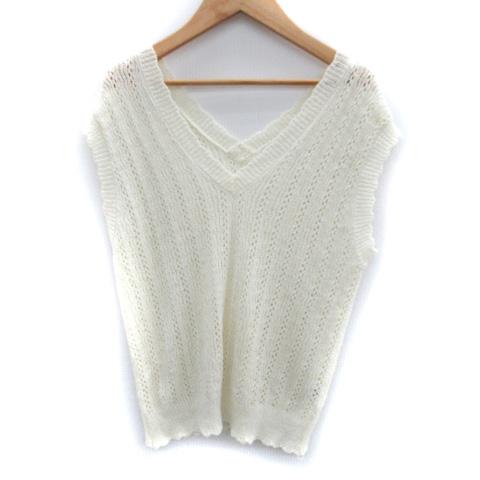 ディスコート Discoat ニット カットソー ノースリーブ Vネック F アイボリー /SM33...