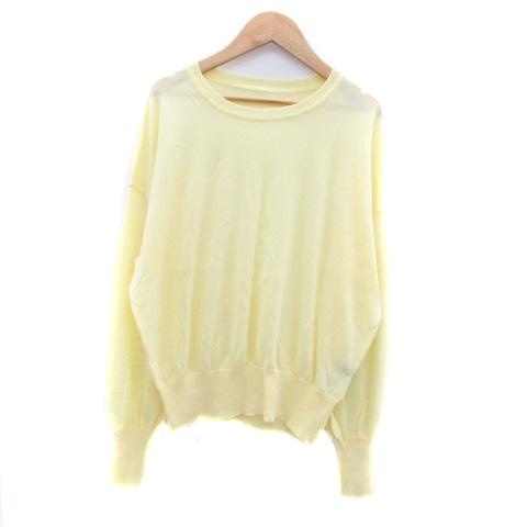 ラジェム La-gemme サマーニット カットソー ラウンドネック 長袖 無地 黄色 イエロー /...