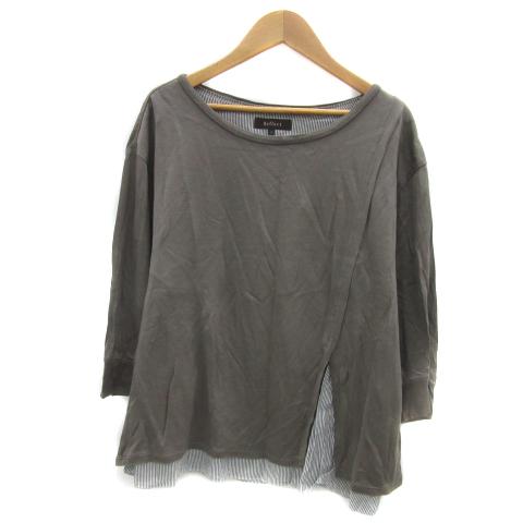 リフレクト Reflect ニット カットソー 九分袖 ラウンドネック 無地 ストライプ柄 レイヤー...