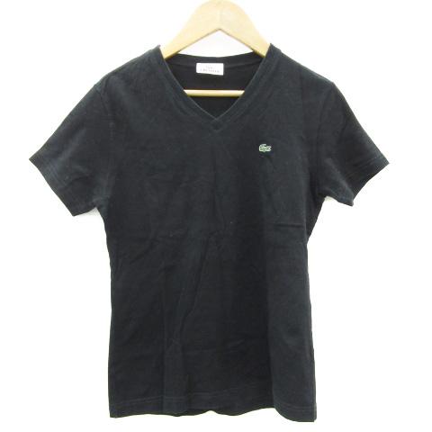 ラコステ LACOSTE Tシャツ カットソー 半袖 Vネック 40 L ブラック 黒 /YM16 ...