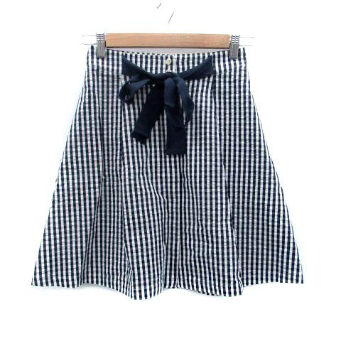 トミーヒルフィガー フレアスカート ボタンダウンスカート ギンガムチェック柄 ミニ丈 2 M オフホ...