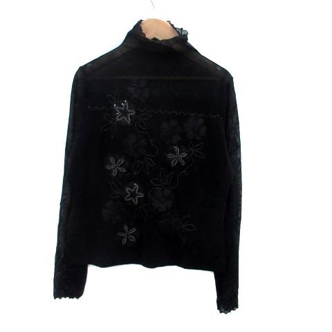 クリスチャンオジャール ブラウス カットソー ハイネック 長袖 シースルー ビーズ スパンコール 刺...