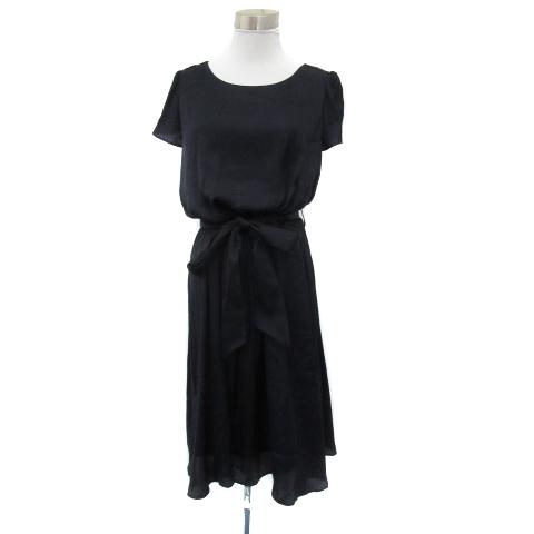 ラブミック マタニティウェア ワンピース ひざ丈 半袖 ラウンドネック 無地 サテン リボンベルト付...