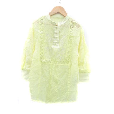 リリーブラウン Lily Brown チャイナシャツ ブラウス 七分袖 刺繍 ONE 黄色 イエロー...
