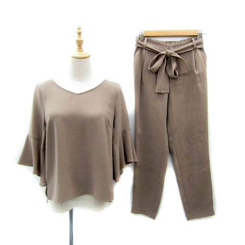 ジャスグリッティー セットアップ 上下 ブラウス カットソー 七分袖 チャーム付 テーパードパンツ ...