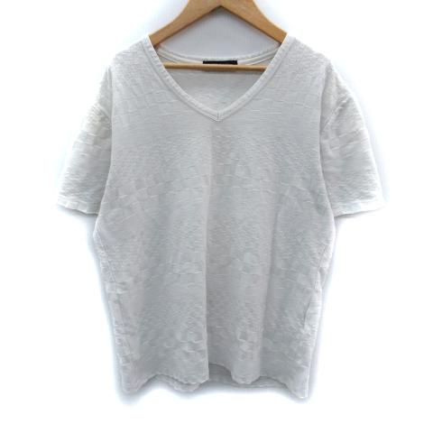ニコルセレクション NICOLE selection Tシャツ カットソー 半袖 Vネック 市松模様...