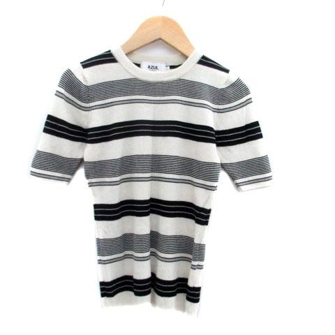 アズールバイマウジー AZUL by moussy サマーニット カットソー ラウンドネック 半袖 ...
