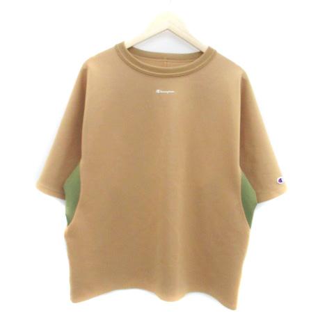 チャンピオン CHAMPION スウェット カットソー ラウンドネック 半袖 ロゴ L 茶色 ブラウ...