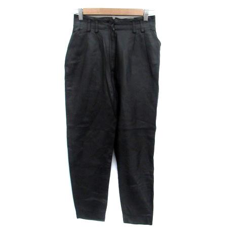 コルディア CORDIER レザーパンツ テーパードパンツ アンクル丈 ハイウエスト 7 S 黒 ブ...