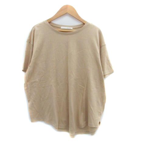 カリテ qualite Tシャツ カットソー ラウンドネック 半袖 無地 麻 リネン混 F ベージュ...