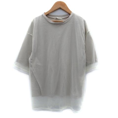 ジャバ JaVa Tシャツ カットソー 半袖 ラウンドネック チュール レイヤード XL 大きいサイ...