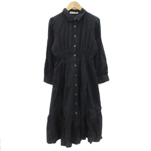 マジェスティックレゴン MAJESTIC LEGON シャツワンピース ロング丈 長袖 S ブラック...