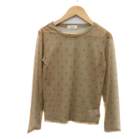 ダーリッチ Darich カットソー 長袖 シースルー 総柄 F ベージュ /YK31 レディース