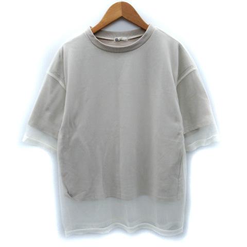 ジャバ JaVa Tシャツ カットソー 半袖 ラウンドネック チュール M ライトベージュ /SM3...
