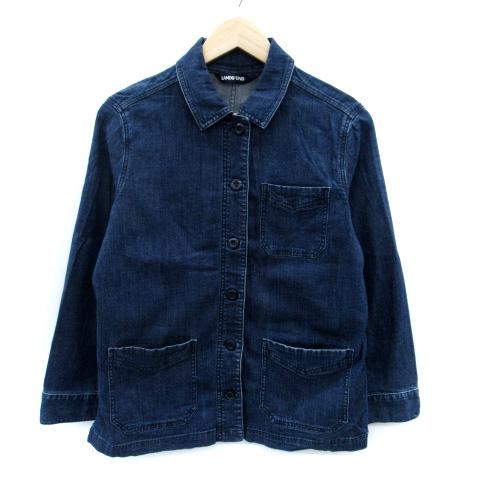 ランズエンド LAND'S END デニムジャケット カバーオールジャケット ミドル丈 M 青 ブル...