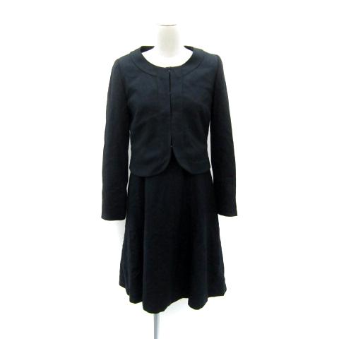 ホワイトジョーラ セットアップ 上下 ノーカラージャケット 総裏地 ワンピース 半袖 ラウンドネック...