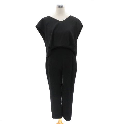 エルフォーブル ELFORBR オールインワン コンビネゾン ロング丈 半袖 Vネック 38 M 黒...