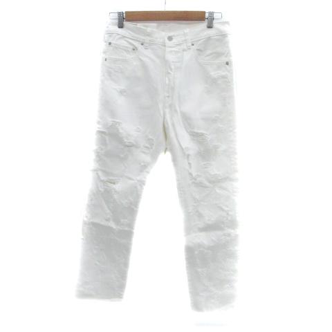 アールエヌエー RNA デニムパンツ ジーンズ ストレート ロング丈 ダメージ加工 ボタンフライ M...