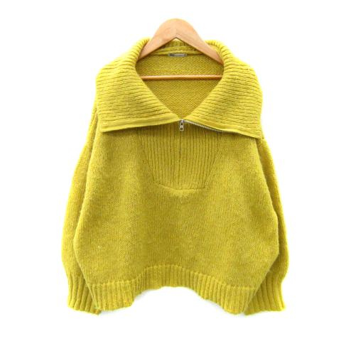 ジャバ JAVA ニット セーター 長袖 ハーフジップ 無地 オーバーサイズ M 黄 イエロー /S...