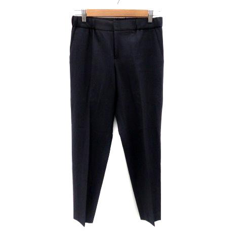 ギャルリーヴィー トゥモローランド テーパードパンツ ロング丈 ストライプ柄 ウール 36 S 紺 ...
