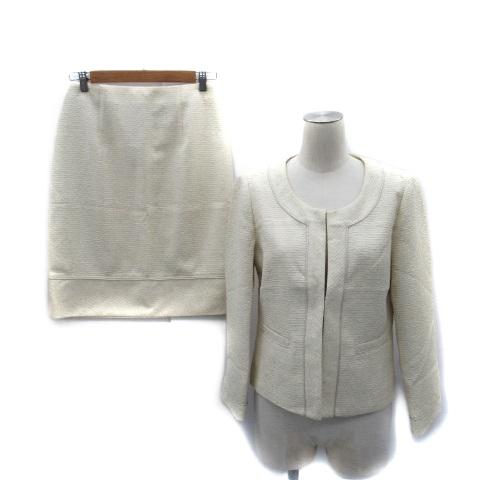 ロートレアモン フォーマルスーツ セットアップ ノーカラージャケット ミドル丈 ツイード フレアスカ...