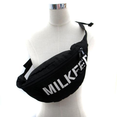 ミルクフェド MILKFED. ボディバッグ ウエストバッグ ロゴ プリント ONE 黒 ブラック ...