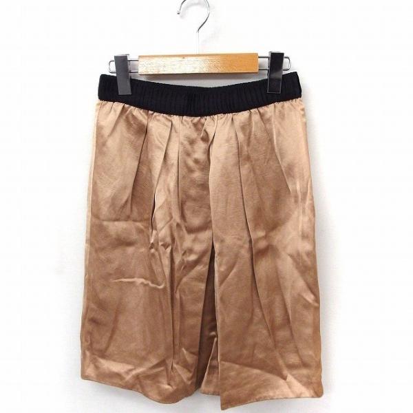 ユナイテッドアローズ UNITED ARROWS スカート ギャザー ひざ丈 光沢 シャーリングゴム...