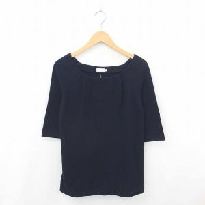 アナトリエ ANATELIER ワンピース チュニック プルオーバー リボン ラグランスリーブ 七分袖 38 紺 ネイビー /TT35 レディース