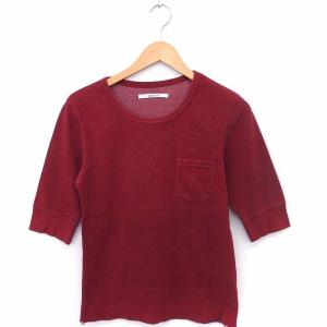 ハードカバー hardcover Tシャツ カットソー 丸首 五分袖 コットン 綿 M レッド 赤 /FT8 レディース
