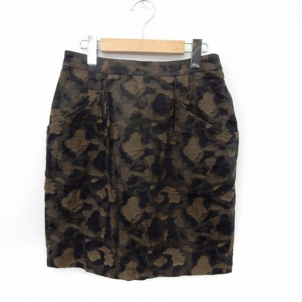 ユナイテッドアローズ UNITED ARROWS スカート タイト カモフラ 膝丈 バックジップ ポ...