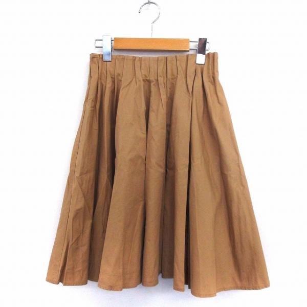 カスタネ Kastane スカート フレア ウエストゴム 膝丈 シンプル 茶 ブラウン /ST37 ...