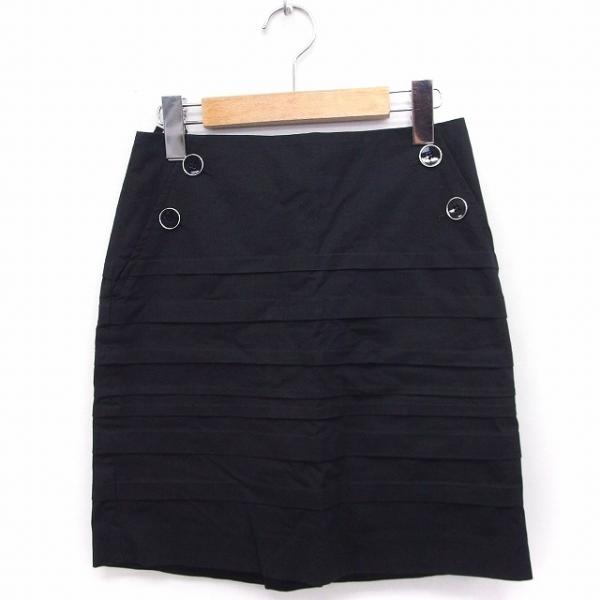 インディヴィ INDIVI スカート ティアード 台形 ミニ コットン 綿 36 ブラック 黒 /F...