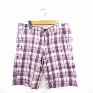 ユニクロ UNIQLO パンツ ボトムス ハーフ チェック ひざ丈 58 ピンク パープル 紫 /MT28 メンズ