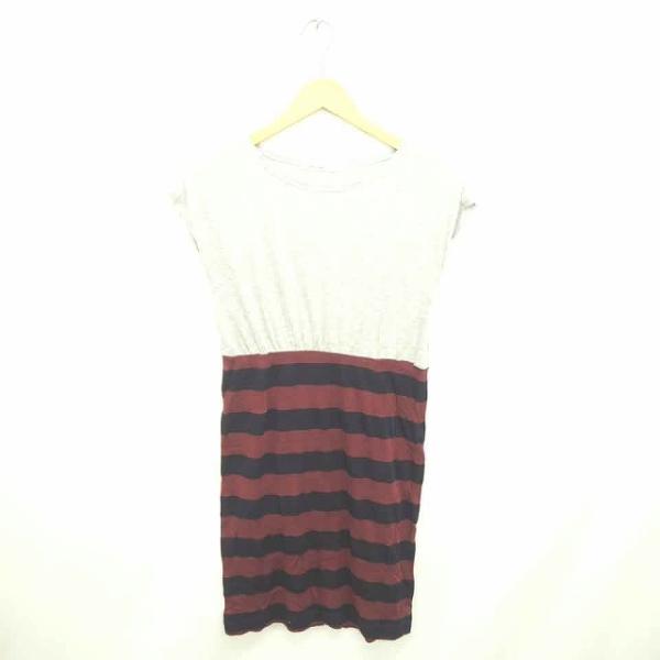 グリーンレーベルリラクシング ユナイテッドアローズ ワンピース 膝下丈 ボーダー プルオーバー 半袖...