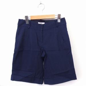 ナチュラルビューティーベーシック NATURAL BEAUTY BASIC パンツ ハーフ ショート ロールアップ Ｍ ネイビー 紺 /FT20 レディース
