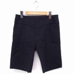 サベナ Sabena パンツ ハーフ ストライプ ひざ丈 ウール 38 ブラック 黒 /FT44 レディース
