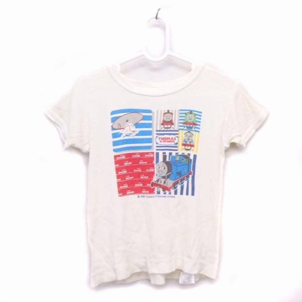 子供服 Tシャツ カットソー 半袖 コットン 綿 プリント 機関車トーマス 100 ホワイト 白 /...