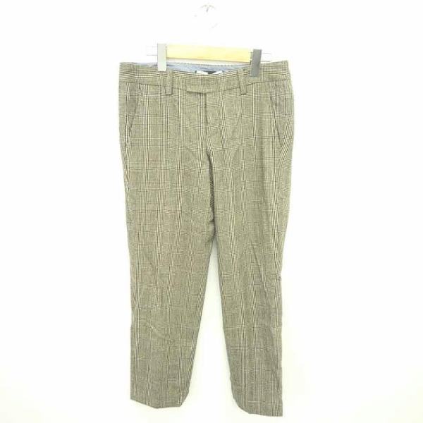 イネド INED パンツ テーパード 千鳥格子 ウール 9 ベージュ ブラウン 薄茶 黒 /TT11...