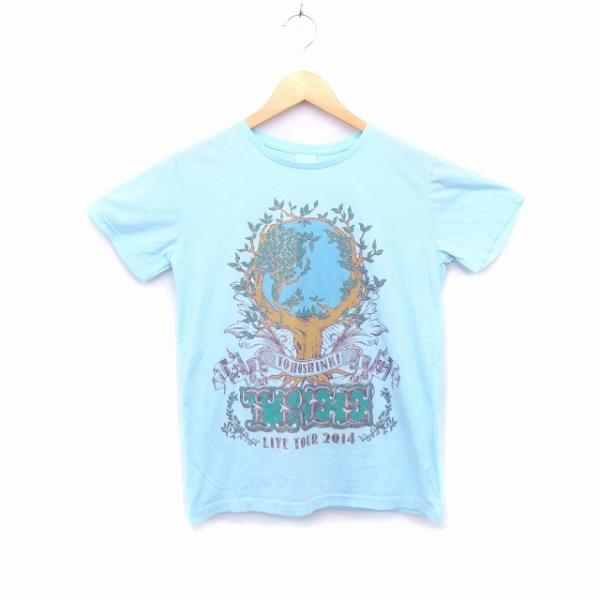 Tシャツ カットソー ボートネック 半袖 綿混 東方神起 グッズ 2014 SMALL ライトブルー...
