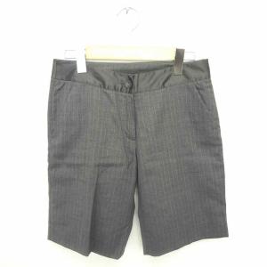 シップス SHIPS パンツ ハーフ ひざ丈 ストライプ 薄手 ジップフライ ウール チャコールグレー 灰 /TT6 レディース