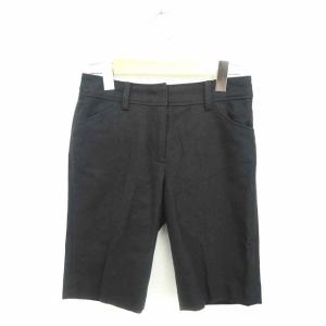 ナチュラルビューティーベーシック パンツ ハーフ ひざ丈 厚手 ラメ ウール ジップフライ XS 黒 ブラック /TT16 レディース