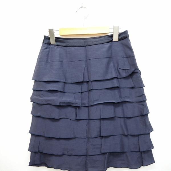 ユナイテッドアローズ UNITED ARROWS スカート フリル ひざ丈 配色 無地 シンプル 3...