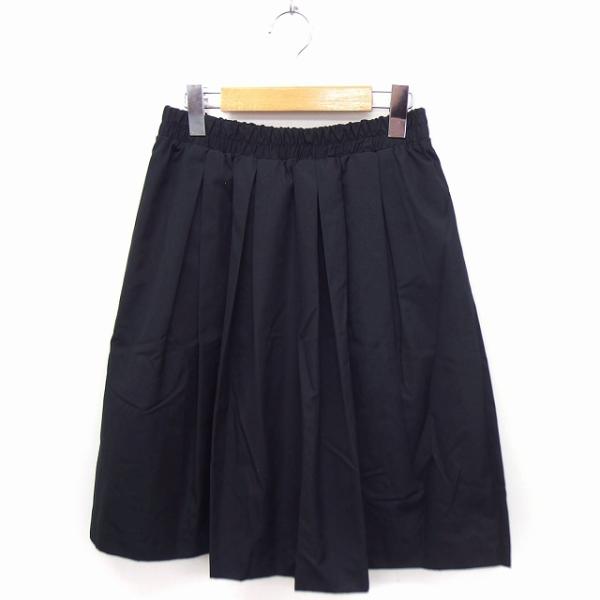 ラ トータリテ La TOTALITE ギャザー スカート ひざ丈 無地 シンプル 綿混 F ブラッ...