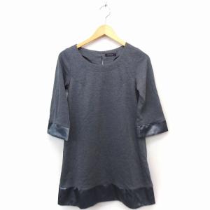 レイビームス Ray Beams ワンピース 袖裾切替 リボン 丸首 七分袖 ひざ丈 グレー 灰 /FT24 レディース